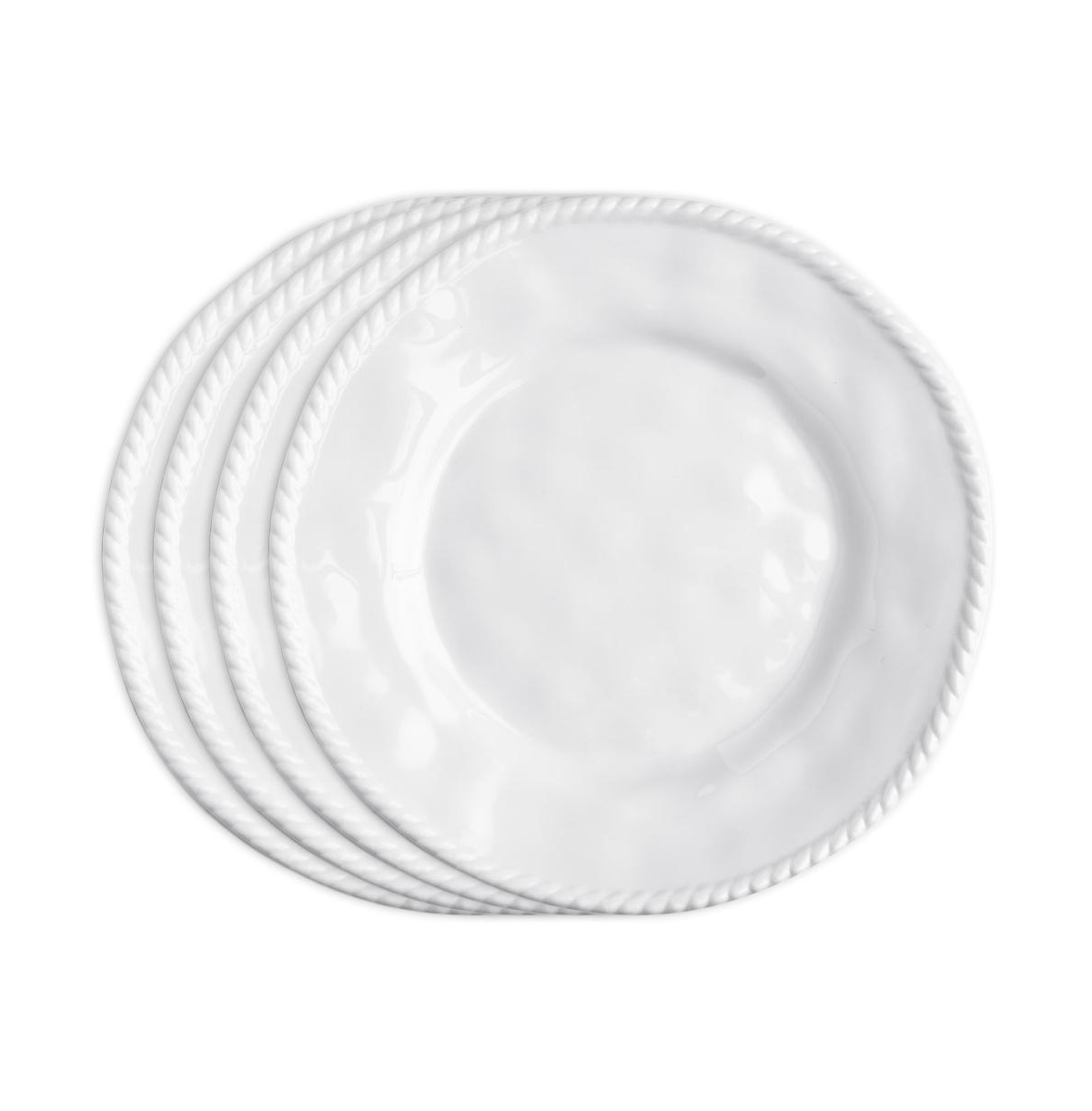 Melamine Nautical 9" Salad Plate Set/4 - White
