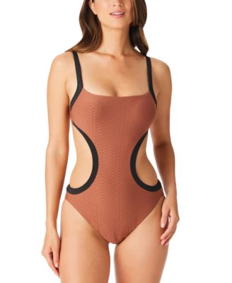 Sanctuary - Women's Snakeskin-Print Cut-Out Monokini