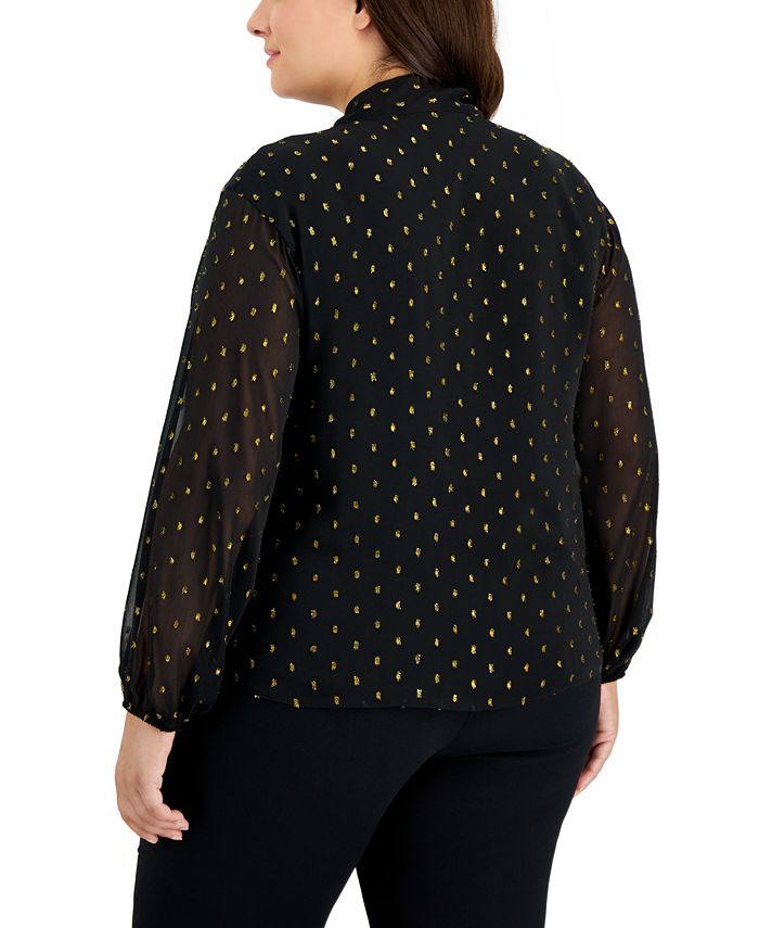 INC International Concepts INC Plus Size TieNeck Blouse, Created for