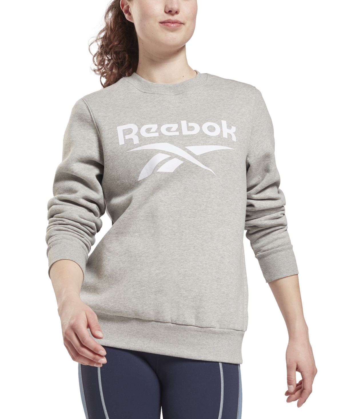 Reebok Women's Identity Logo Fleece Crew Sweatshirt In Medium Grey Heather