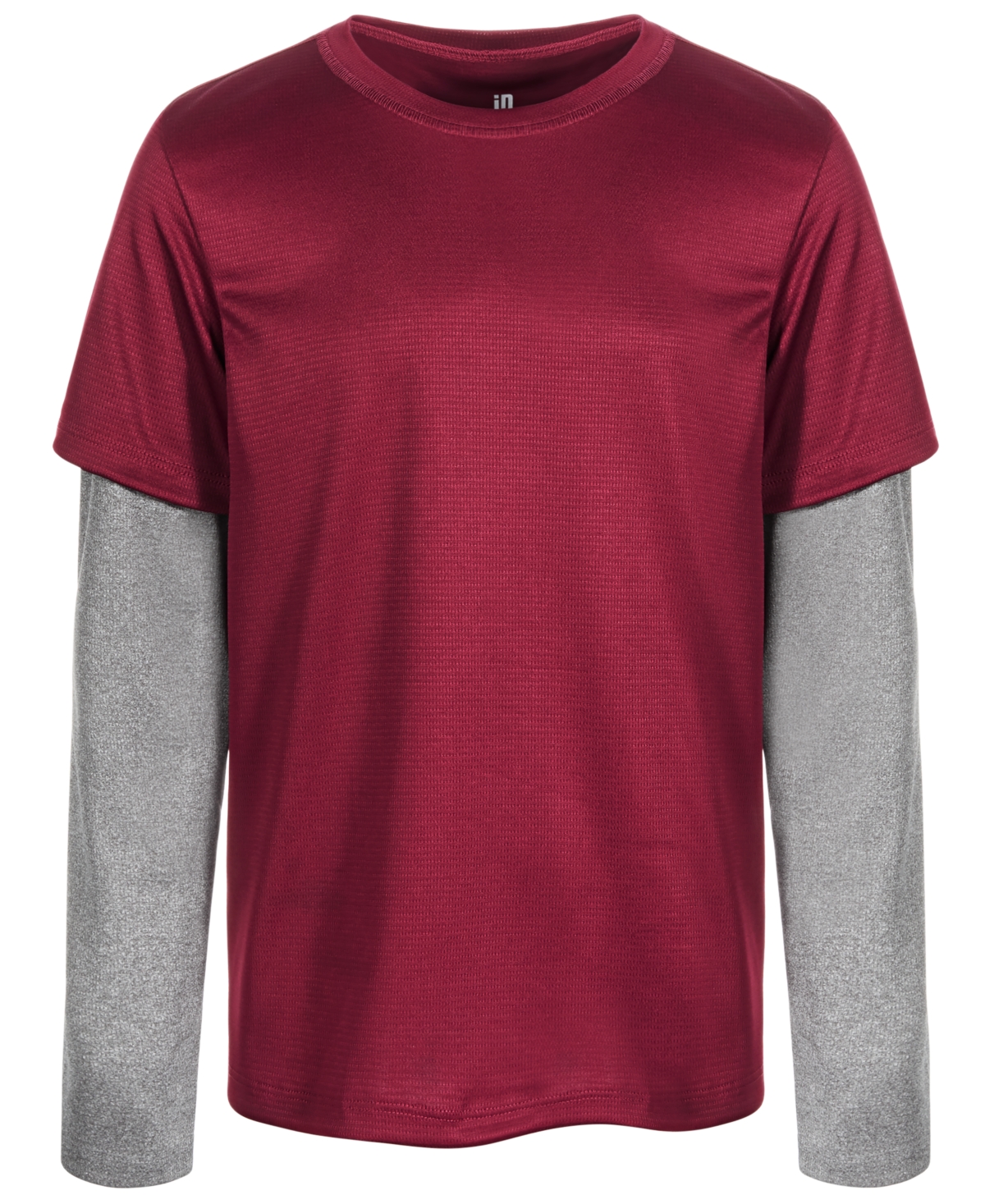 Id Ideology Kids' Big Boys Faux-layer Long-sleeve T-shirt, Created For Macy's, Created For Macy's In Malbec