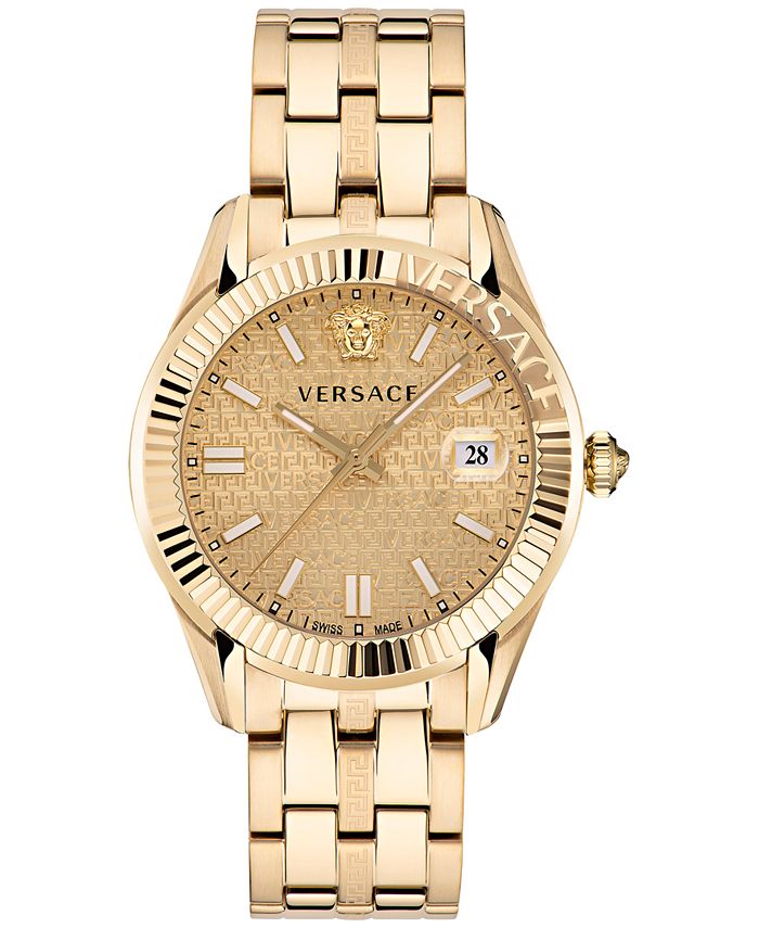 Versace Men's Swiss Greca Time Gold Ion Plated Stainless Steel
