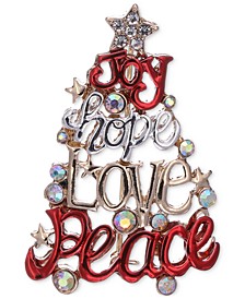 Charter Club Two-Tone Crystal Joy, Hope, Love & Peace Tree Pin, Created for Macy's