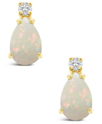 Opal (3/8 ct. t.w.) and Diamond Accent Stud Earrings in 14K Yellow Gold or 14K White Gold