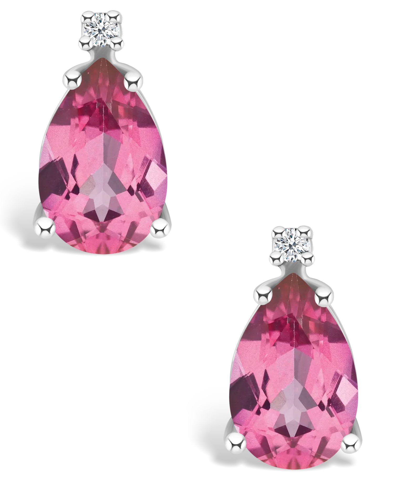 Pink Topaz (2-1/10 ct. t.w.) and Diamond Accent Stud Earrings in 14K Yellow Gold or 14K White Gold