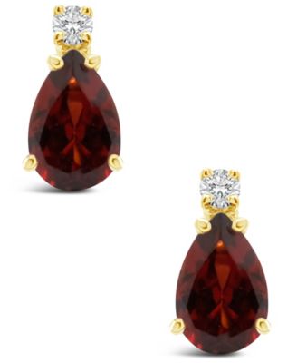 Garnet (1 ct.t.w) and Diamond Accent in 14K Yellow Gold