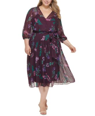 Calvin Klein Plus Size Floral Print Wrap Dress Macy s