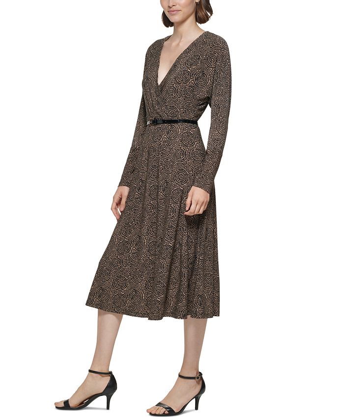 Alison Sheri Dolman Sleeve Belted Knit Midi Dress Cream