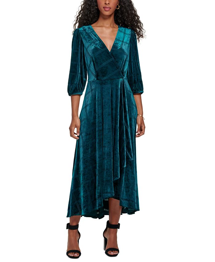 Calvin Klein Velvet Faux-Wrap Dress & Reviews - Dresses - Women - Macy's