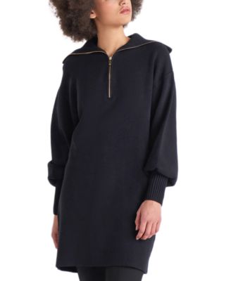 Black Tape - Petite Zip-Up Sweater Dress