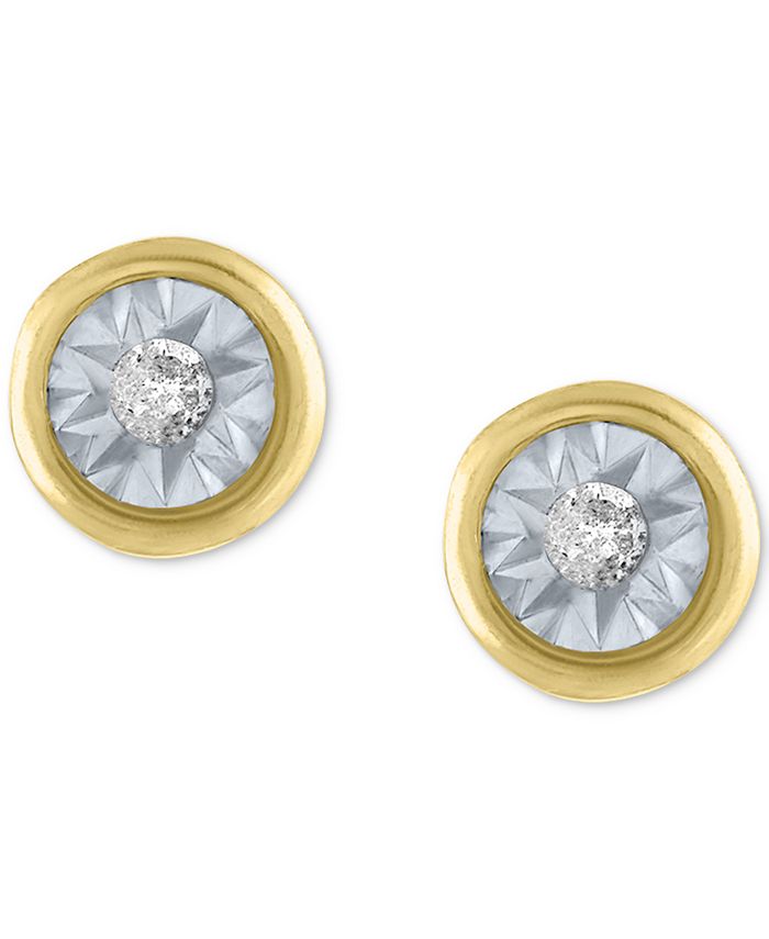 Macy's Diamond Accent Stud Earrings in 14k GoldPlated Sterling Silver