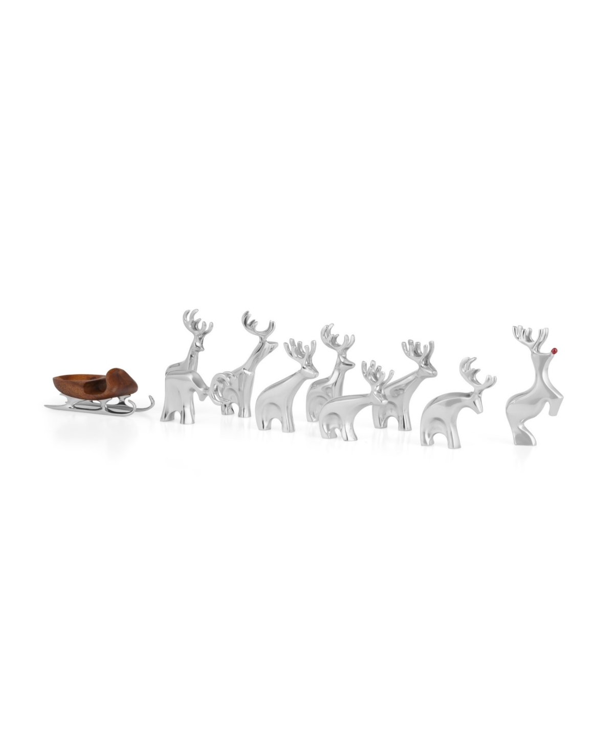 Mini Reindeer Set, 10 Piece - Silver-Tone