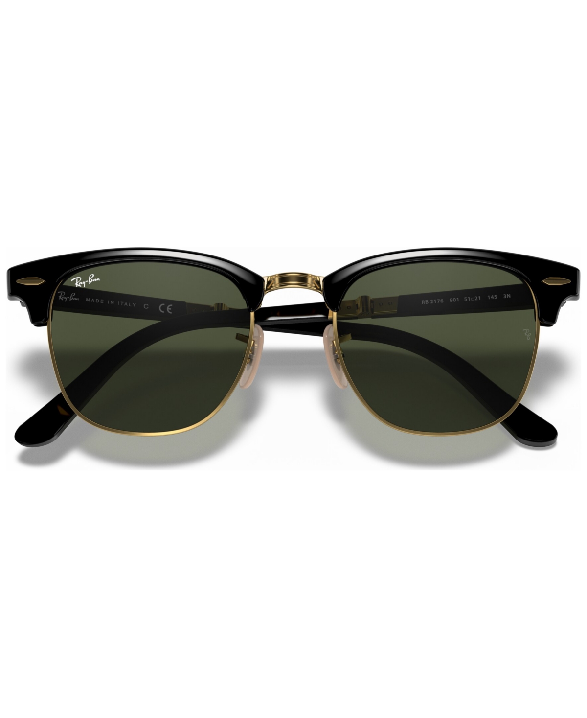 Ray Ban Sunglasses, Rb2176 Clubmaster Folding In Black,green