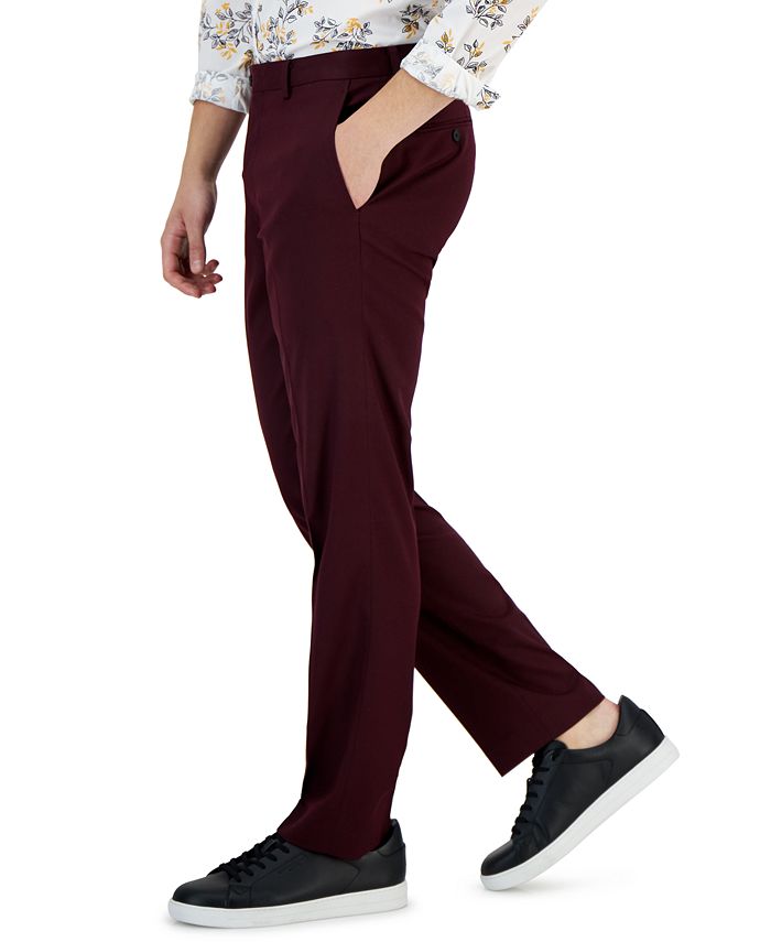 Bar III Men's Slim-Fit Burgundy Solid Suit Pants, Created for Macy's ...