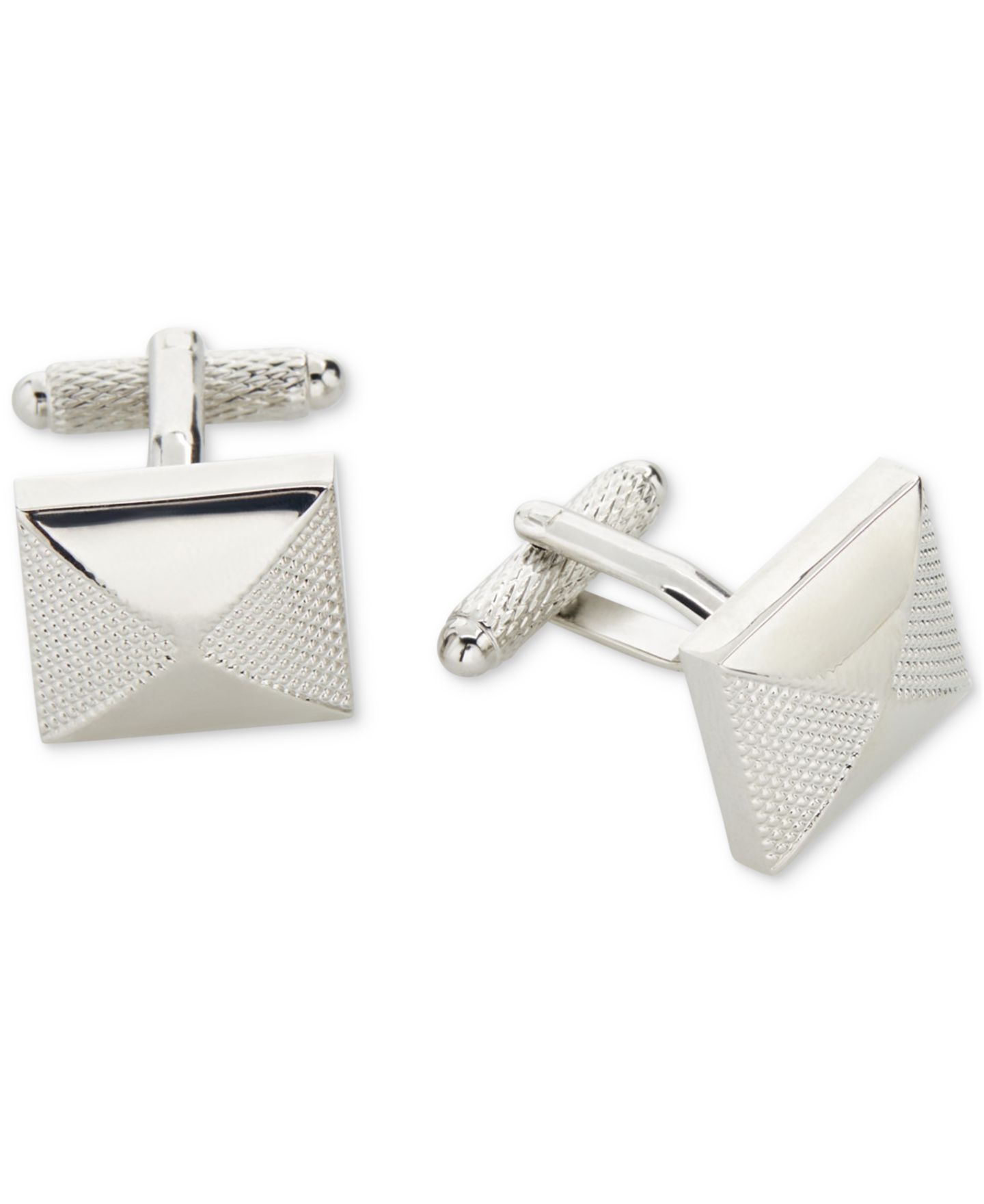 Мужские запонки Perry Ellis Portfolio Pyramid Cufflinks, цвет: Серебряный — фото 1
