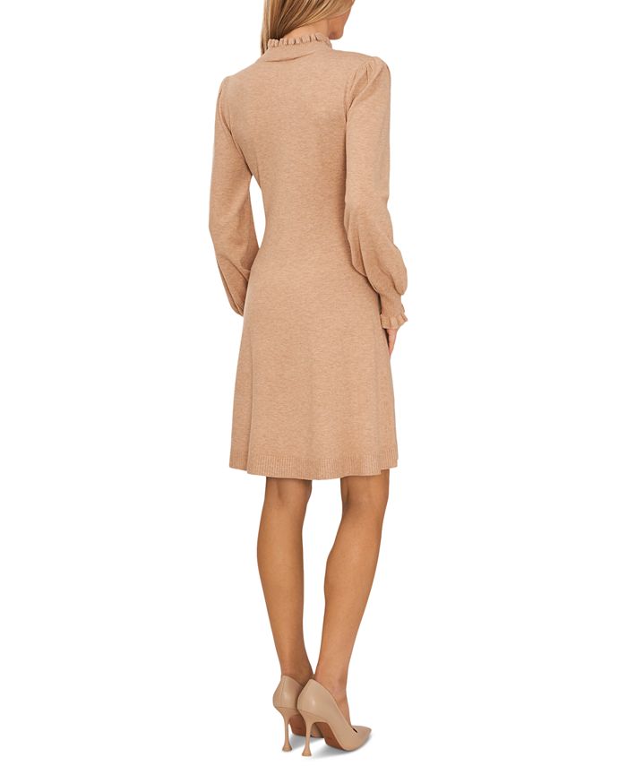 CeCe Women's Mock Neck Sweater Dress Brown Size Small