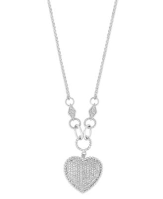 D'Oro by EFFY&reg; Diamond Pav&eacute; Diamond Heart Pendant (3/4 ct. t.w.) in 14k Gold or 14k Rose Gold