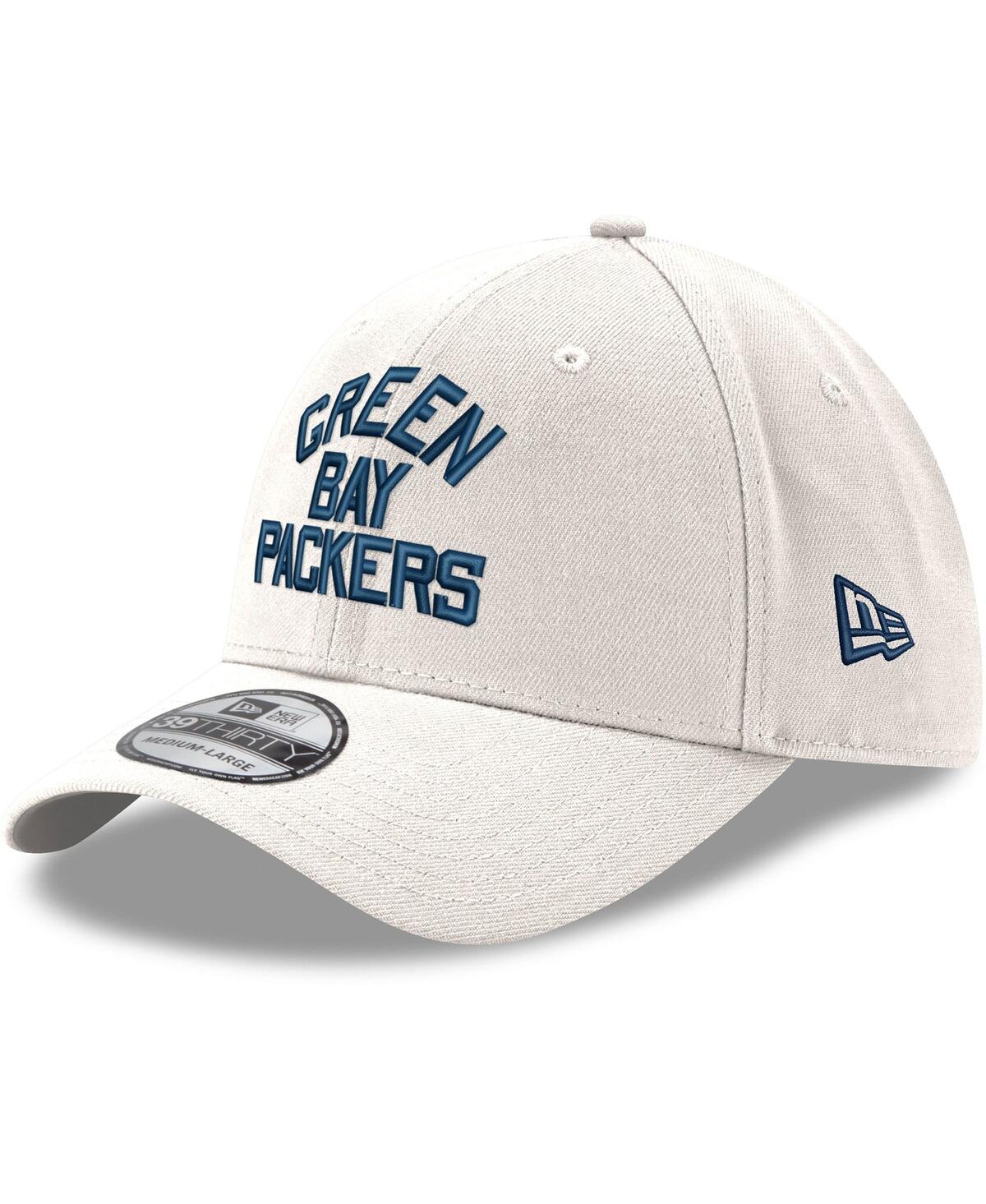 Shop New Era Men's  White Green Bay Packers Wordmark Iced Ii 39thirty Flex Hat