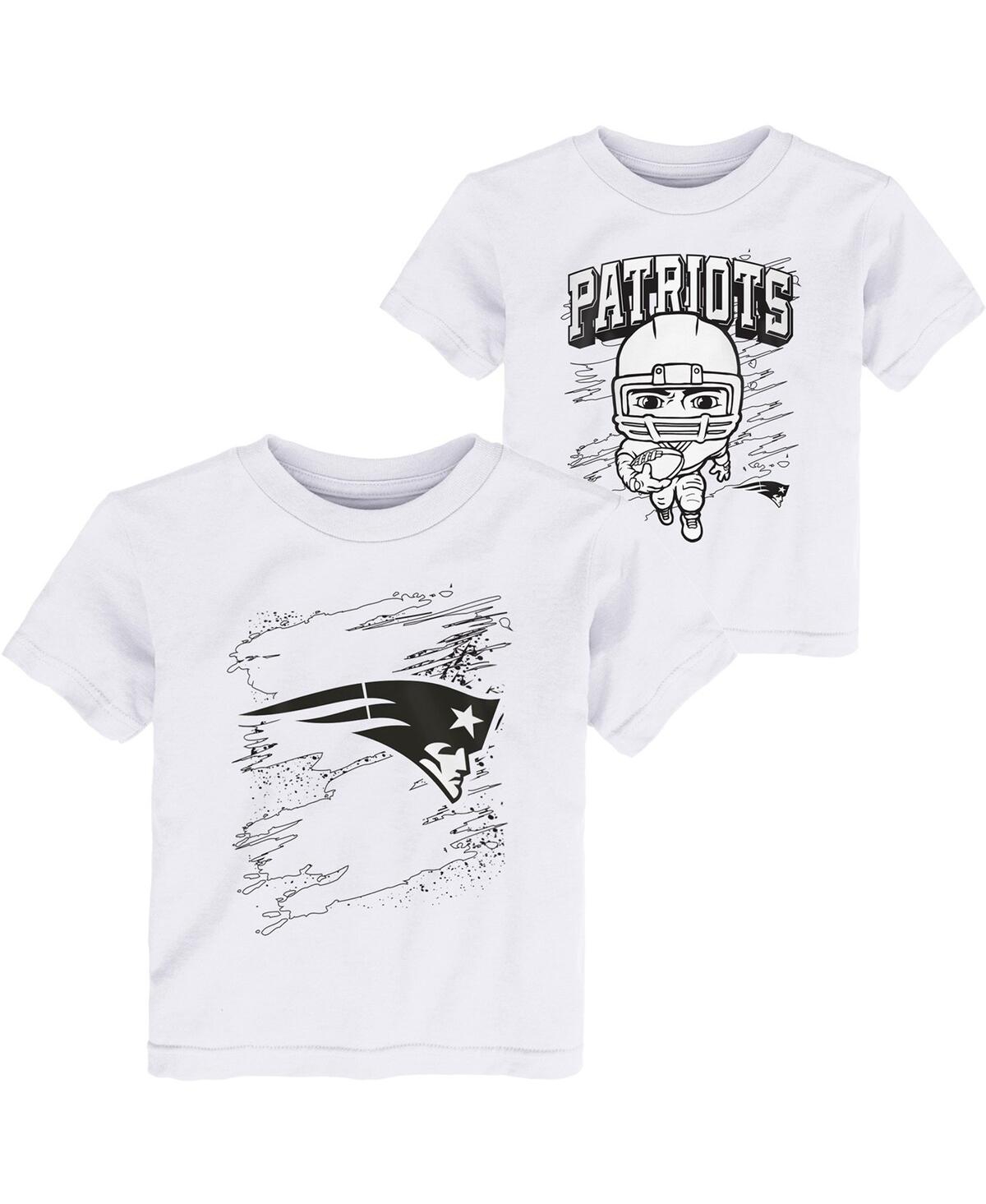 Outerstuff Babies' Toddler Boys White New England Patriots Coloring Activity Two-pack T-shirt Set