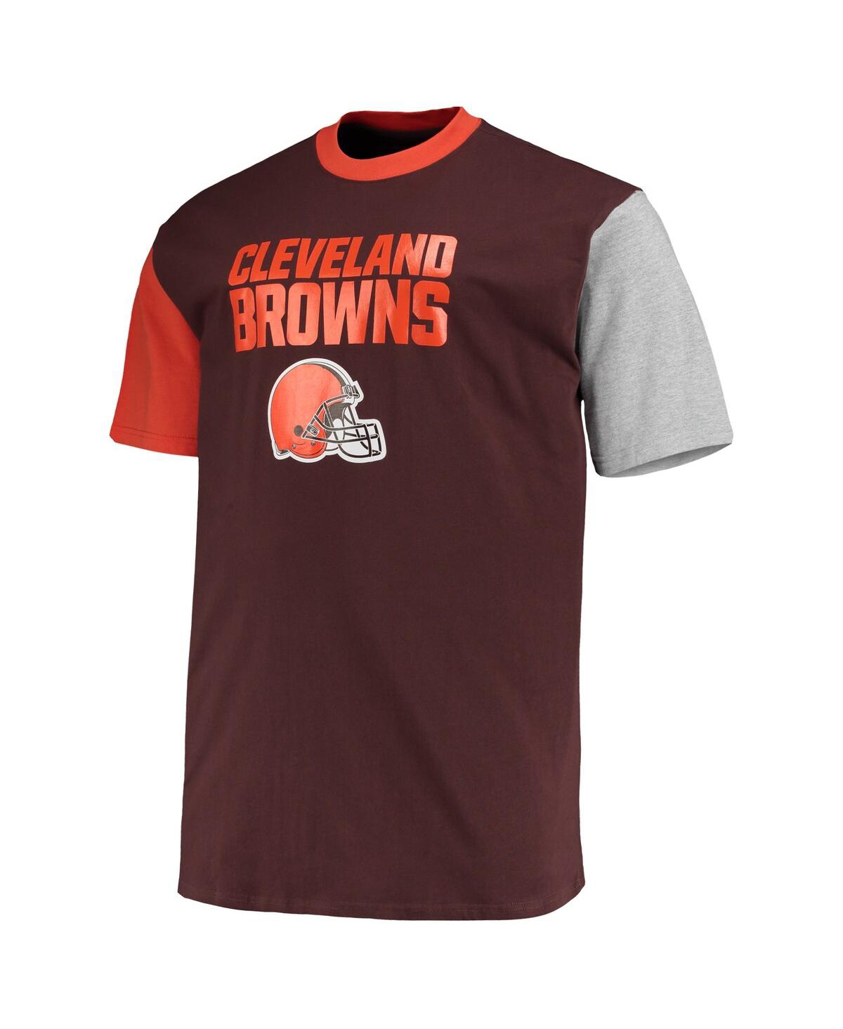 Shop Profile Men's Brown, Orange Cleveland Browns Big And Tall Colorblocked T-shirt In Brown,orange