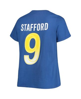 Women's Matthew Stafford Royal Los Angeles Rams Plus Size Player Name and Number V-Neck T-shirt