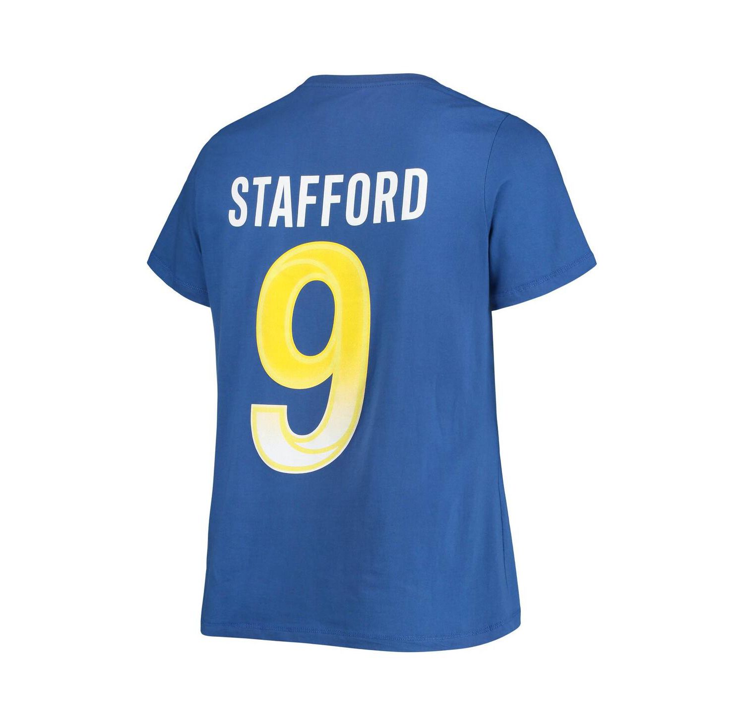 Women's Matthew Stafford Royal Los Angeles Rams Plus Size Player Name and Number V-Neck T-shirt