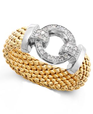 Macy's - Diamond Mesh and Circle Accent Ring in Vermeil and Sterling Silver (1/5 ct. t.w.)