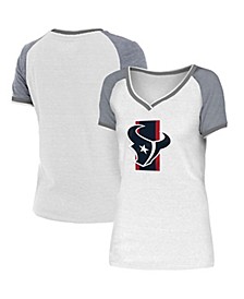 Women's White, Gray Houston Texans Training Camp Raglan V-Neck T-shirt