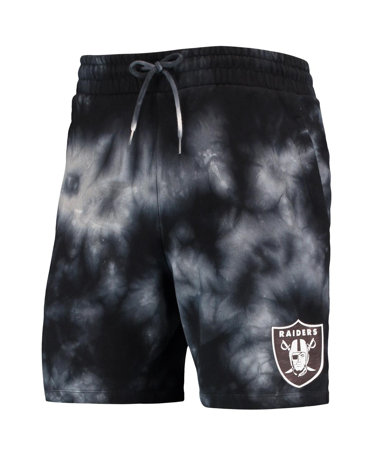 NEW ERA MEN'S NEW ERA BLACK LAS VEGAS RAIDERS TIE-DYE SHORTS 