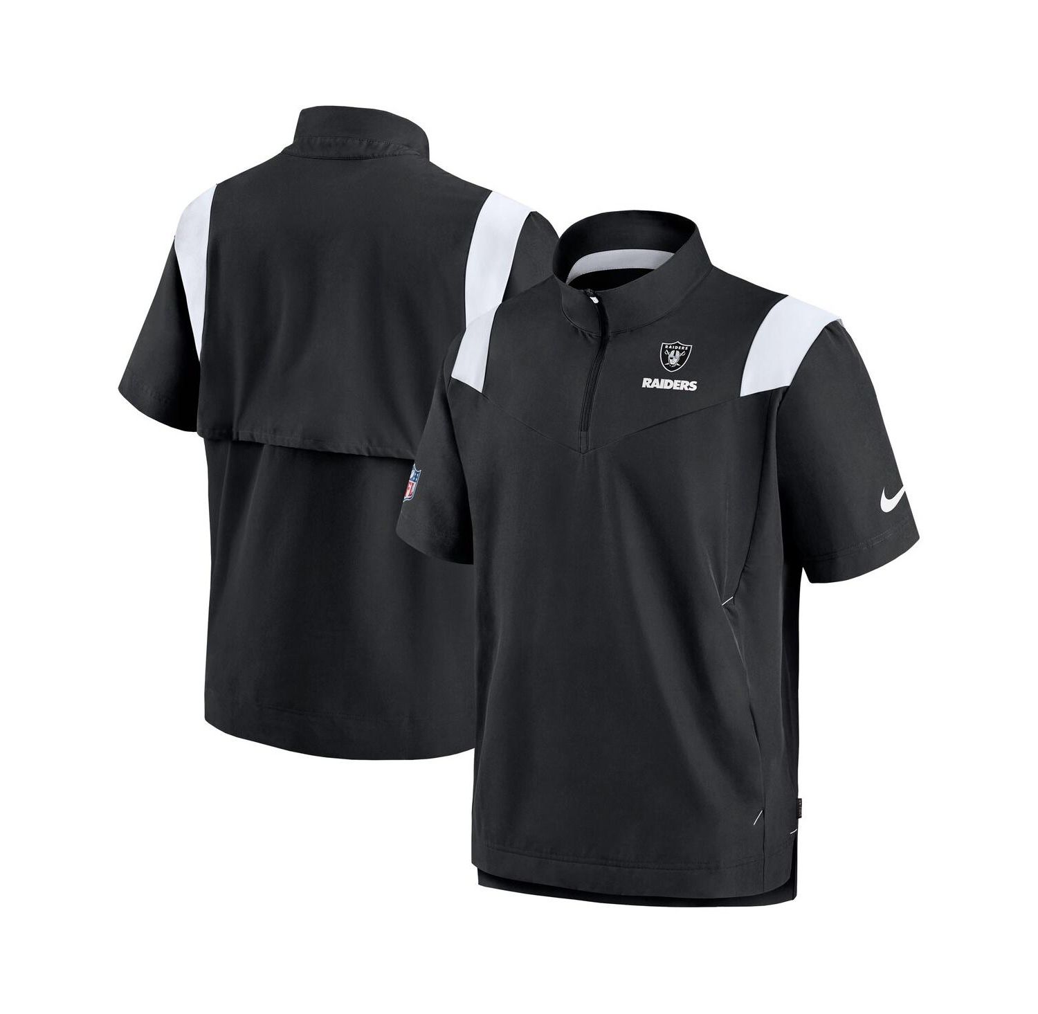 Men's Black Las Vegas Raiders Coach Chevron Lockup Quarter-Zip Top