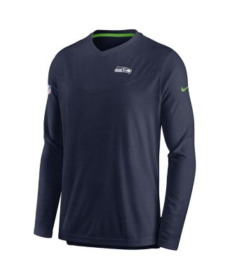Men's College Navy Seattle Seahawks 2022 Sideline Coach Chevron Lock Up Performance Long Sleeve T-shirt