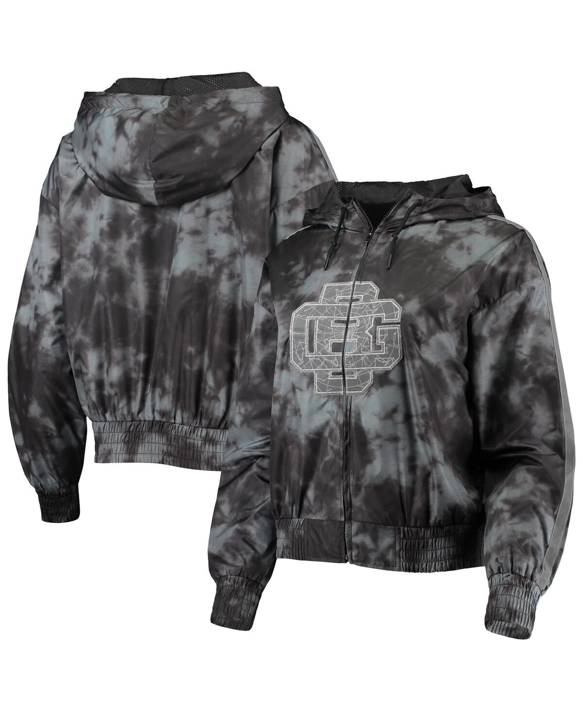 Mitchell & Ness Women's  Black Green Bay Packers Galaxy Full-zip Windbreaker Hoodie Jacket In Black