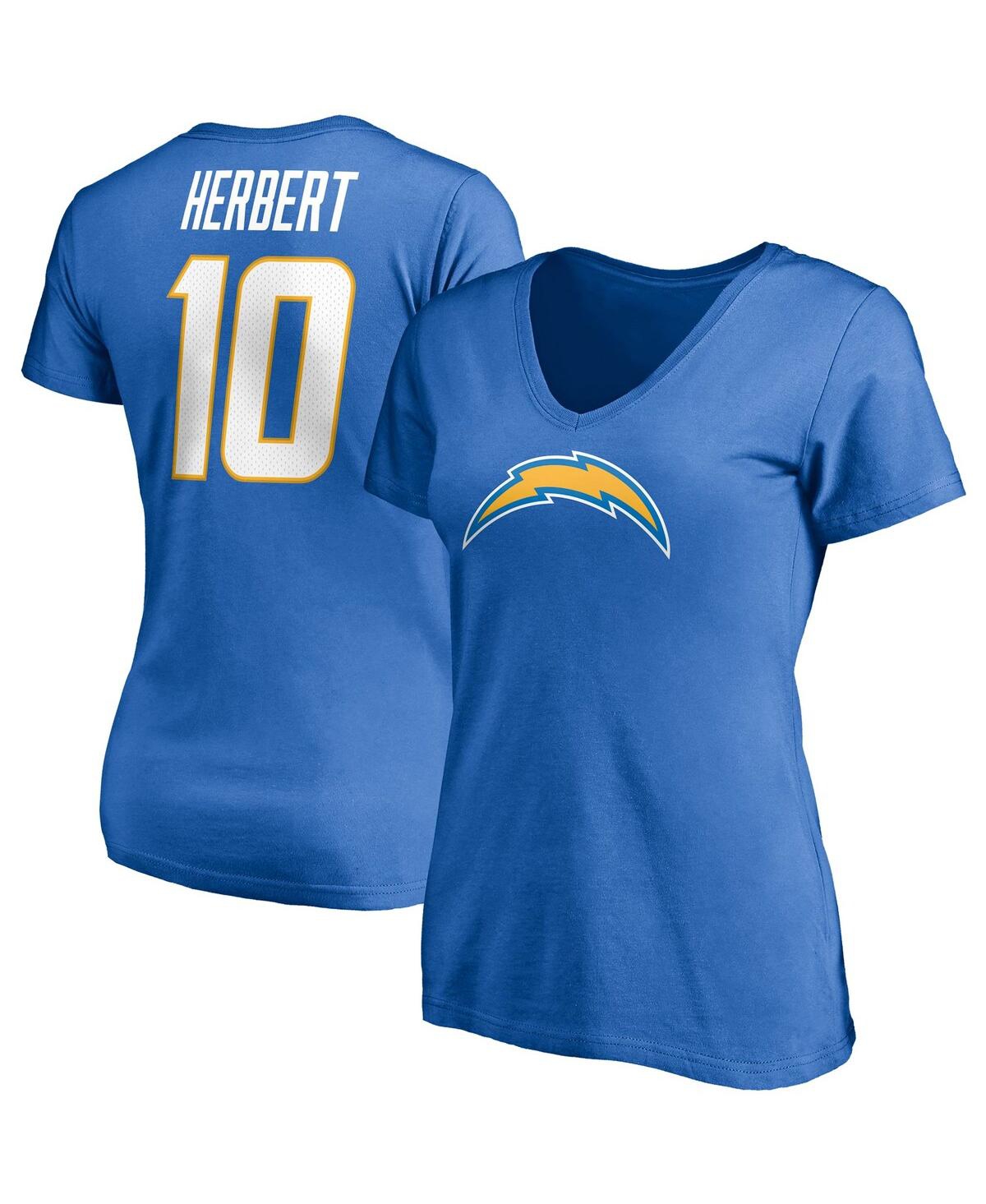 Fanatics Women's  Branded Justin Herbert Powder Blue Los Angeles Chargers Player Icon Name And Number In Powder Blue