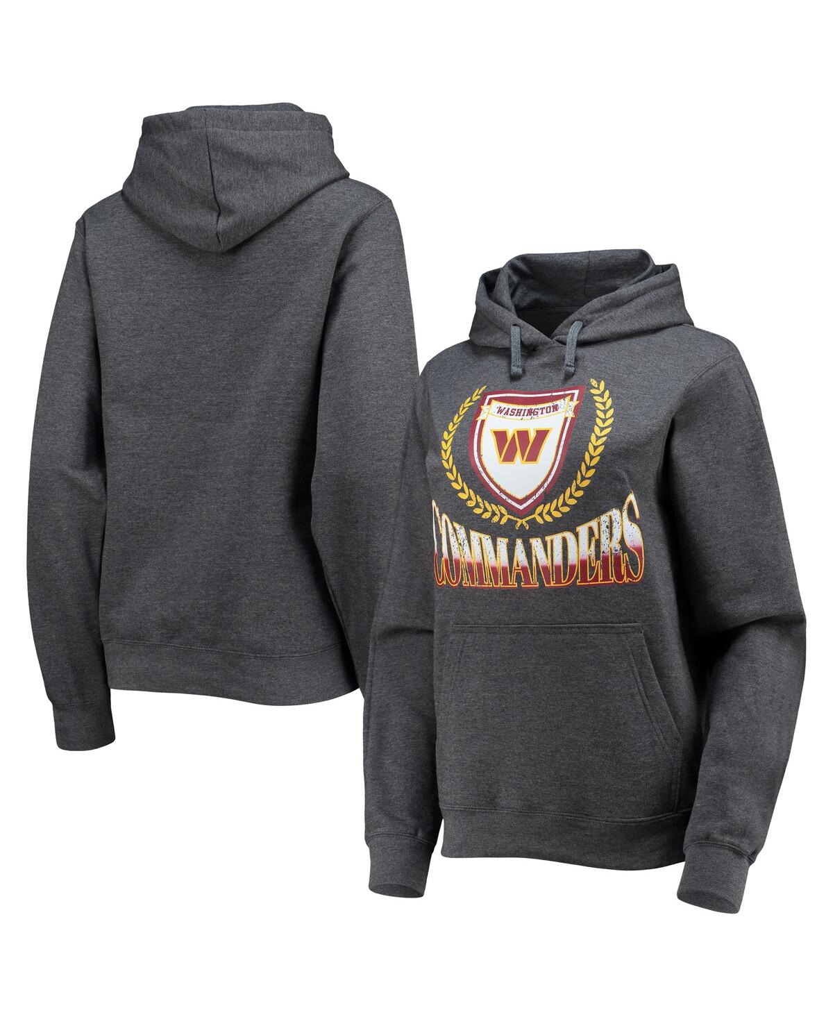 Wear By Erin Andrews Heathered Gray Washington Commanders Fleece Pullover Hoodie In Heathered Gray