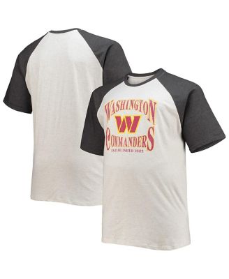 Men's Oatmeal, Heathered Charcoal Washington Commanders Big and Tall Wordmark Raglan T-shirt
