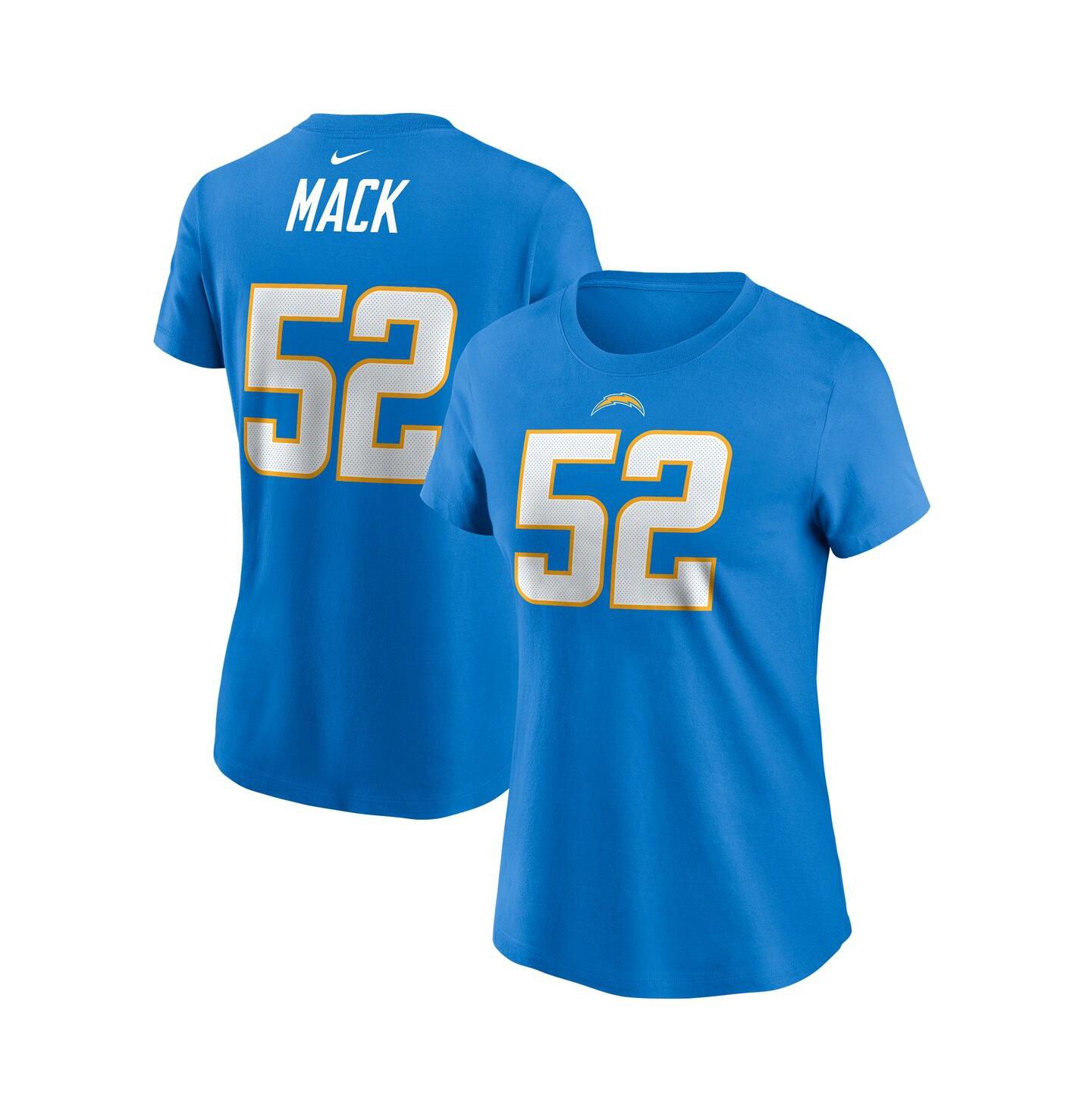 Женская футболка Nike Khalil Mack Powder Blue Los Angeles Chargers Player Name & Number — фото 2