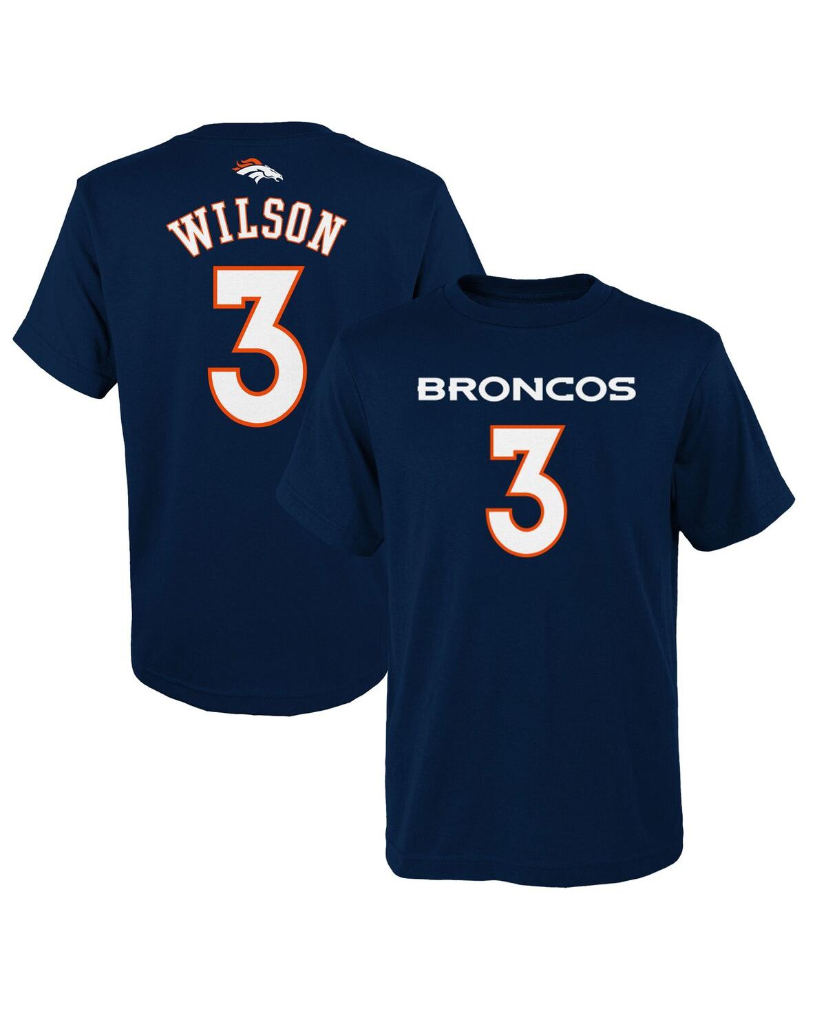 Outerstuff Big Boys Russell Wilson Navy Denver Broncos Mainliner Player Name And Number T-shirt In Navy