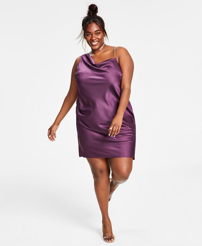 And Now This Trendy Plus Size Satin Chain-Strap Slip Dress - Macy's