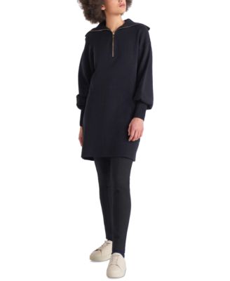 Black Tape - Women's Long Sleeve Zip-Neck Sweater Dress