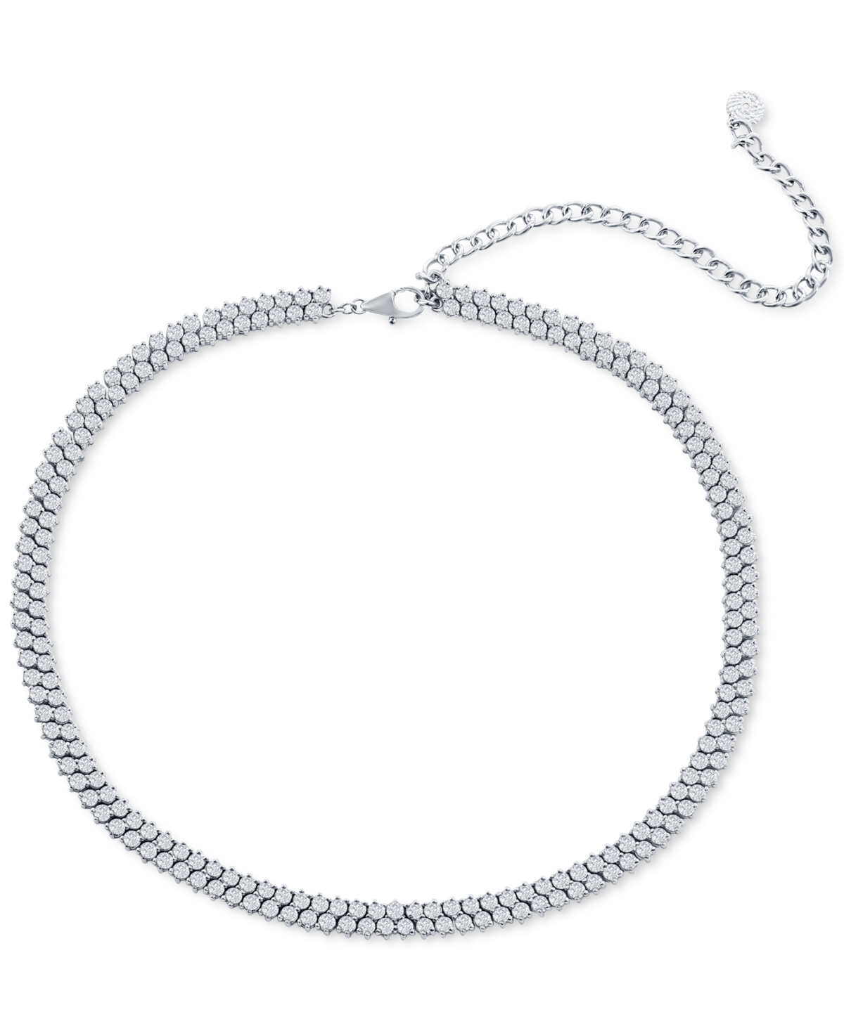 Macy's Diamond Two-Row Choker Necklace (7-1/2 ct. t.w.) in 14k White Gold, 11-1/2 + 4" extender