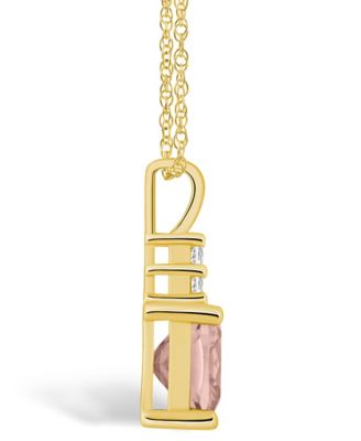 Morganite (2 Ct. T.W.) and Diamond (1/10 Ct. T.W.) Pendant Necklace in 14K Yellow Gold
