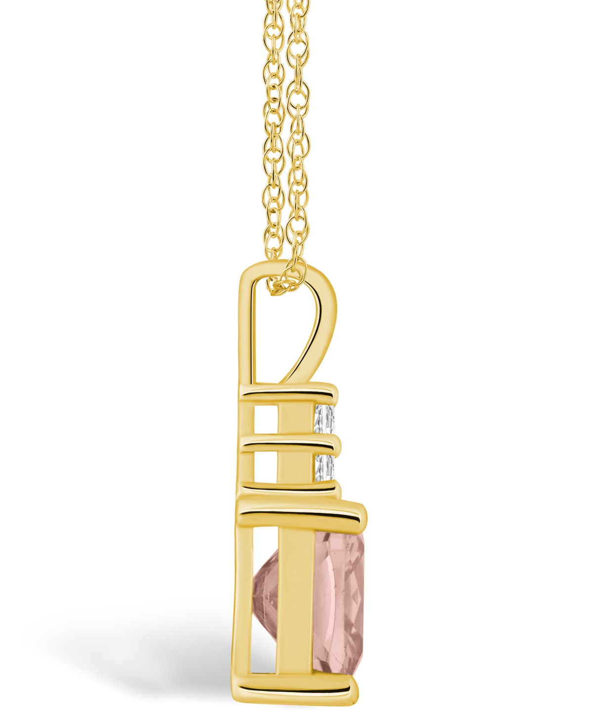 Macy's(2 Ct. T.w.) and Diamond (1/10 Ct. T.w.) Pendant Necklace in 14K Yellow Gold - Morganite