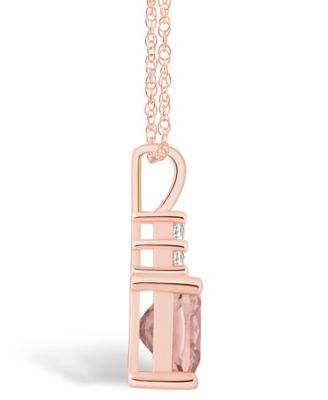 Morganite (2 Ct. T.W.) and Diamond (1/10 Ct. T.W.) Pendant Necklace in 14K Rose Gold