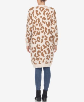売れ筋商品|||ホワイトマーク ニット&セーター アウター レディース Women's Leopard Print Open Front Sherpa Cardigan Beige White Mark Women's Leopard Print Open Front Sherpa Cardigan