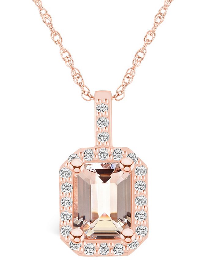 Macy s Morganite 1 3 8 Ct. T.W. and Diamond 1 4 Ct. T.W. Halo
