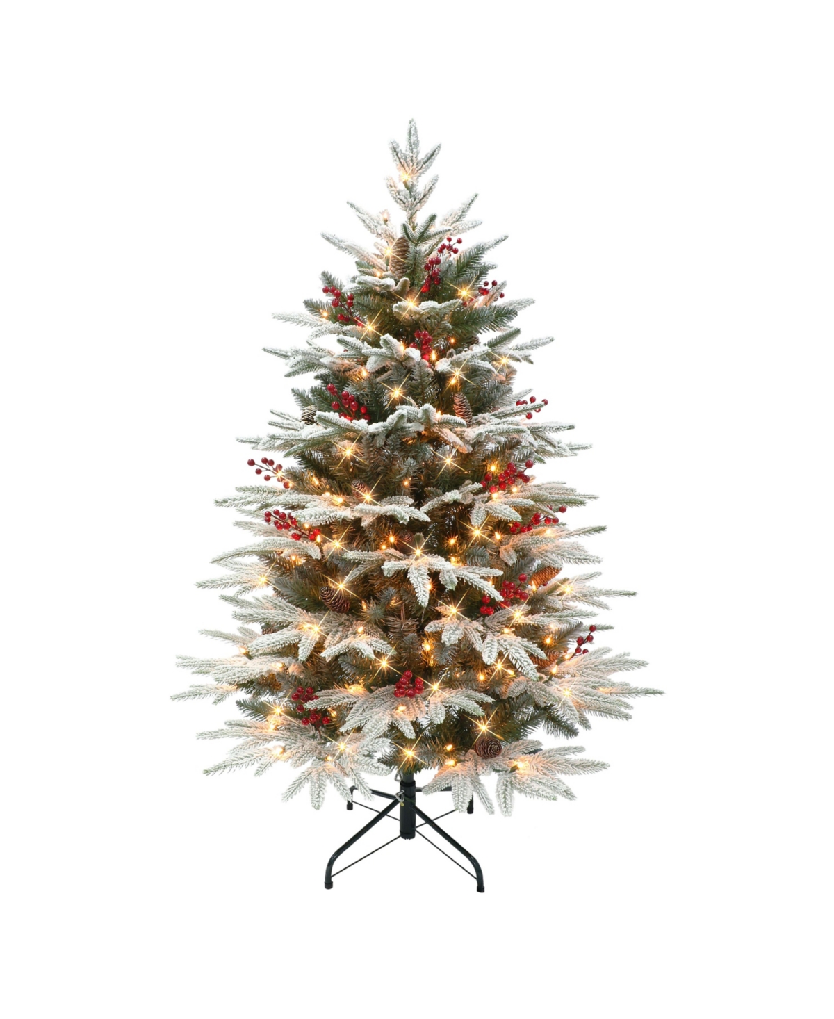 Puleo 4.5' Pre-lit Flocked Halifax Fir Tree With 250 Underwriters Laboratories Clear Incandescent Lights, In Green