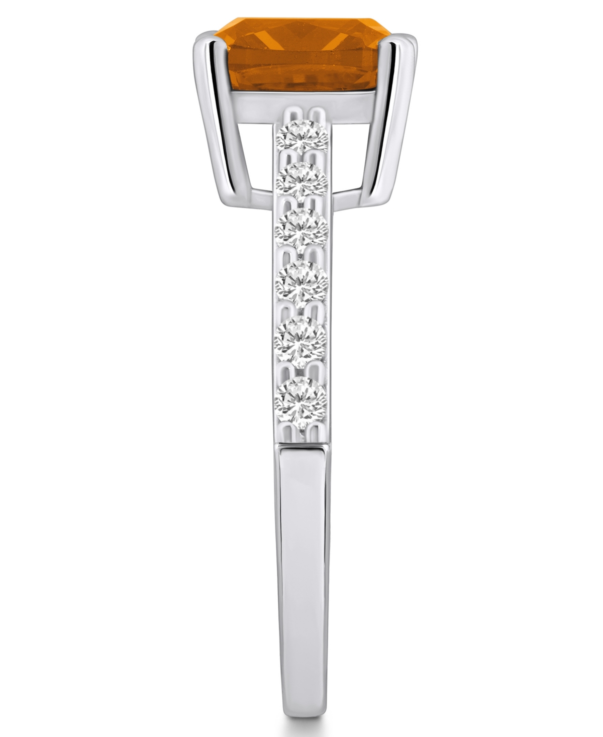 Macy's(2 Ct. T.w.) and Diamond (1/3 Ct. T.w.) Ring in 14K White Gold - Citrine