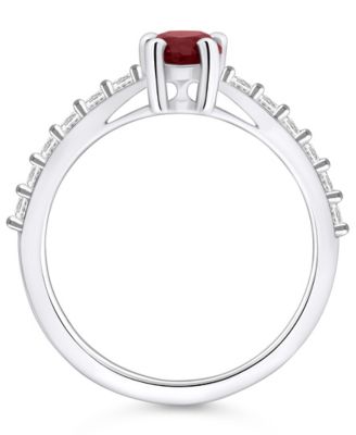 Garnet (1-1/10 Ct. T.W.) and Diamond (1/3 Ct. T.W.) Ring in 14K White Gold