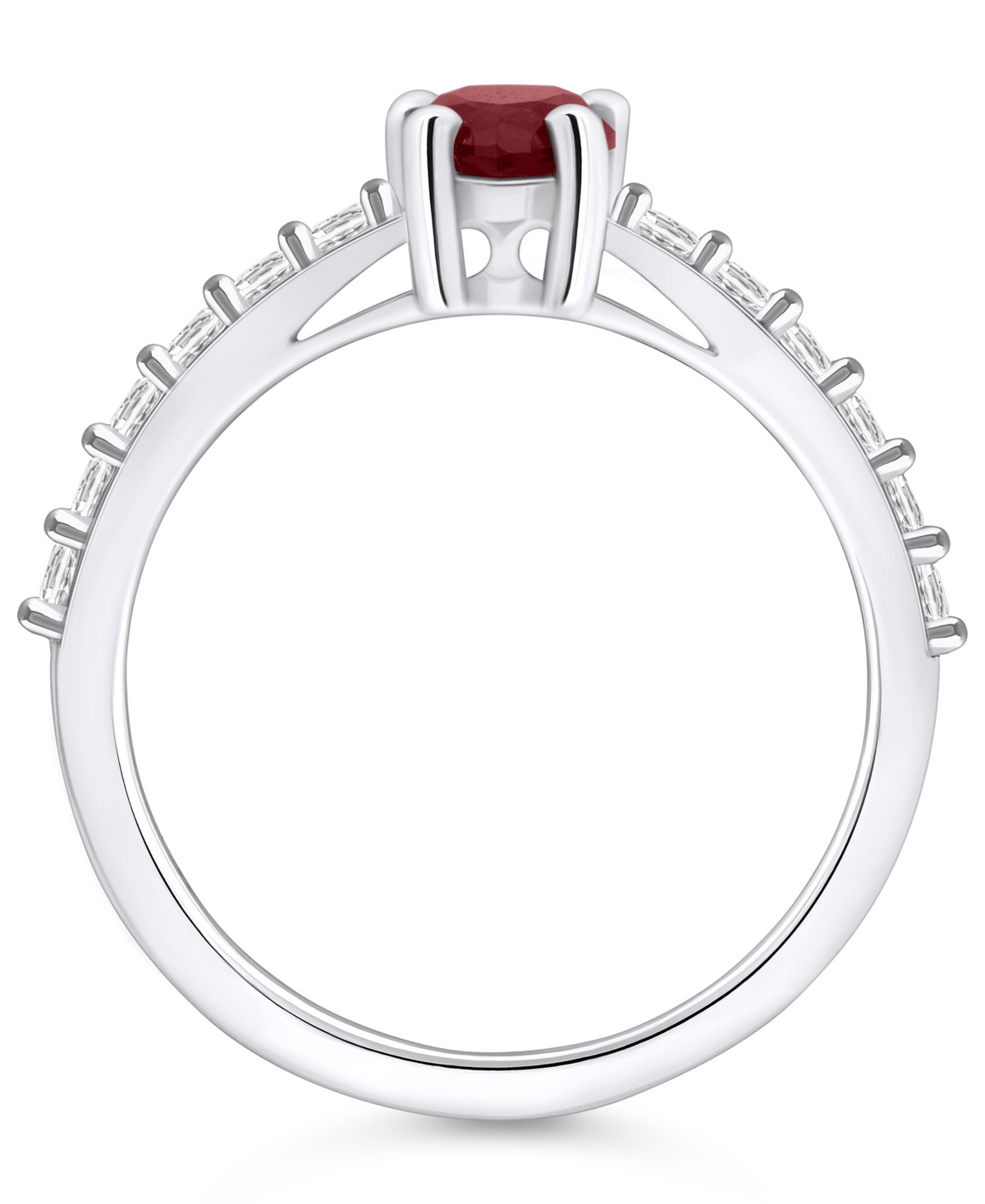 Macy's(1-1/10 Ct. T.w.) and Diamond (1/3 Ct. T.w.) Ring in 14K White Gold - Garnet