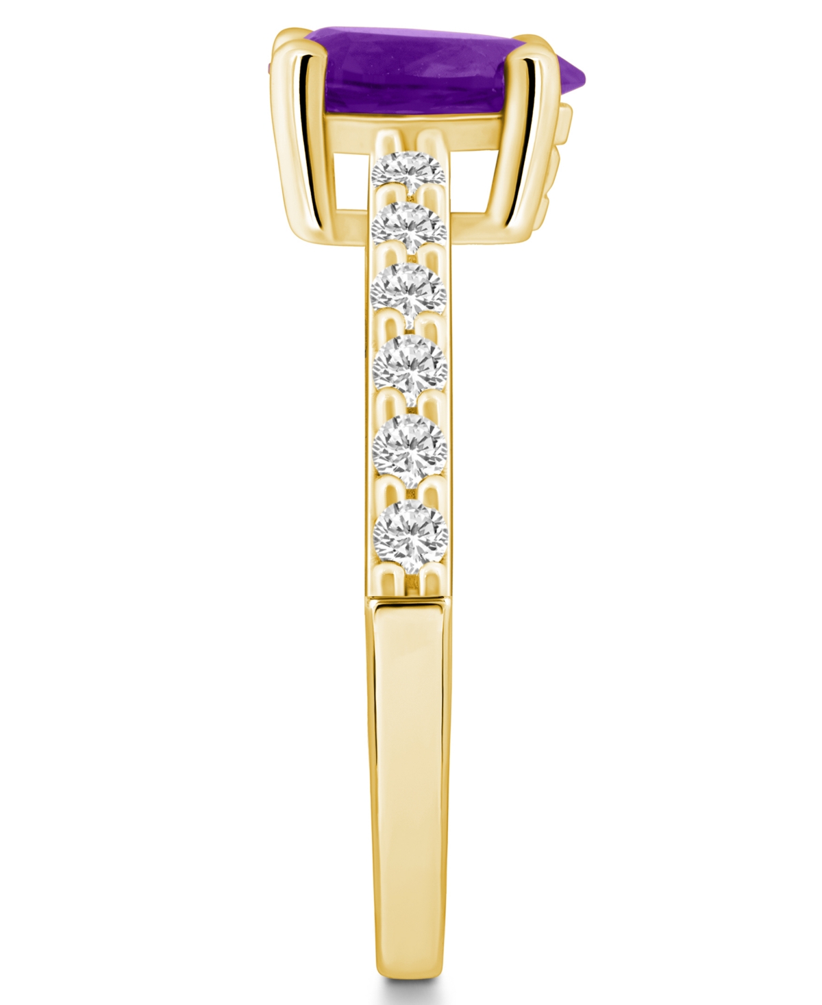 Macy's(7/8 Ct. T.w.) and Diamond (1/3 Ct. T.w.) Ring in 14K Yellow Gold - Amethyst